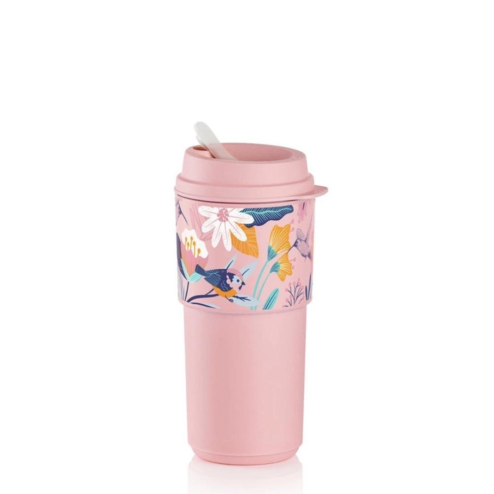 New! Tupperware Eco To Go Hot‎ or Cold Beverage Mug Aloha Floral New
